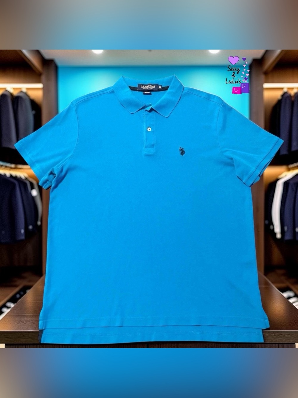 U.S. Polo Assn. Polo Shirt Men's XL Blue Solid Short Sleeve Casual Golf
